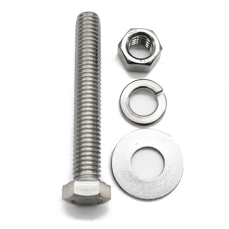 Fullerkreg (10 Sets) 1/4-20x2 Stainless Steel Hex Head Screws Bolts, Nuts, Flat & Lock Washers, 18-8 (304) S/S, Fully Threaded by Bolt Fullerkreg - Image 3